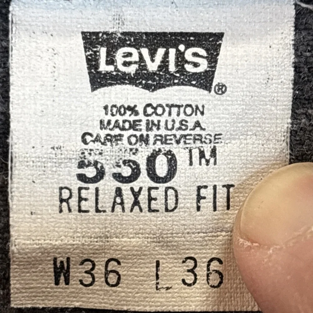 Vtg 90s Levis 550 Orange Tab Mens 36x36 Faded Relaxed Fit‎ Denim Jeans Black USA